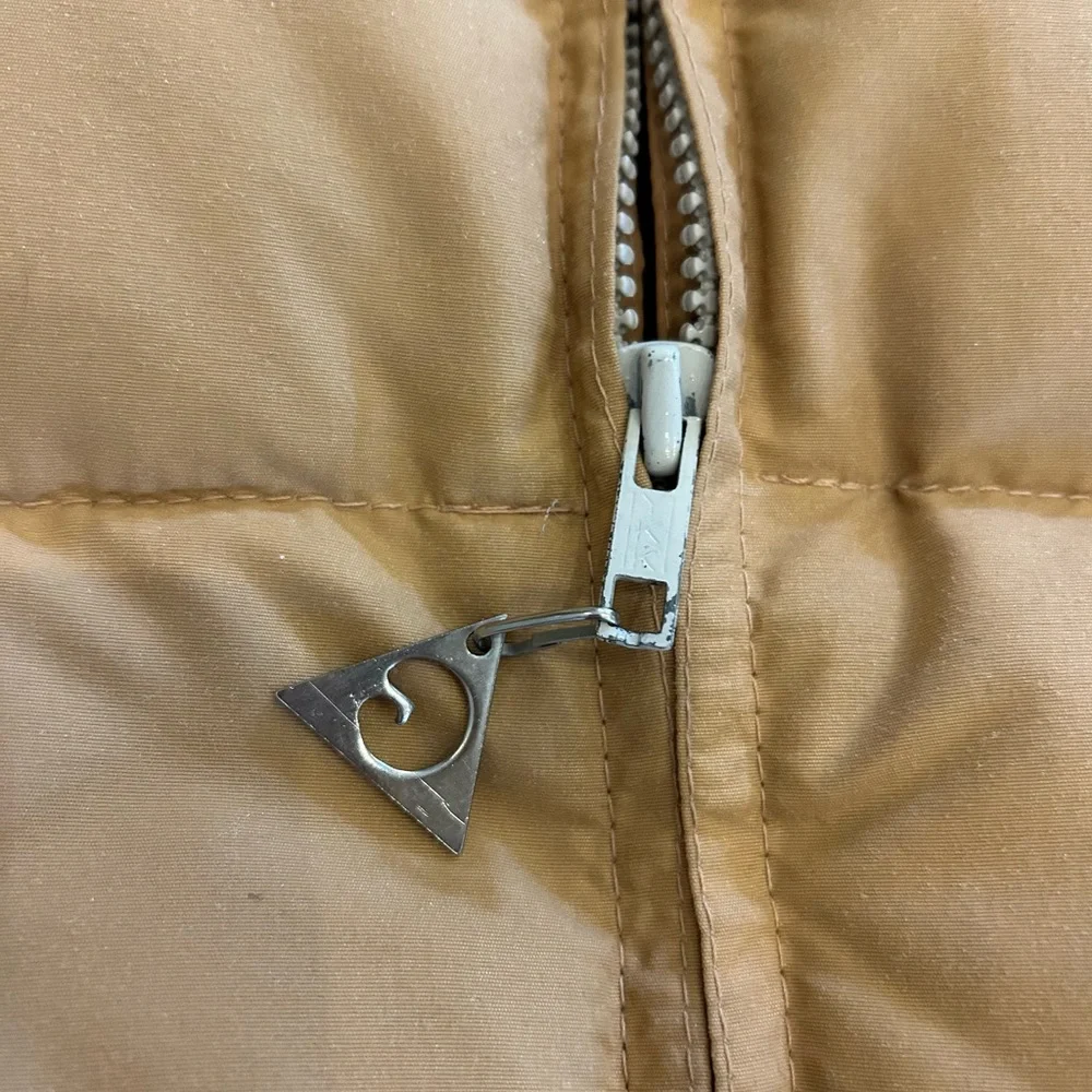 VINTAGE 🍃 GERRY MENS 70s Puffer Vest Color Block Tan Brown Beige USA Large Retro - Picture 7 of 11